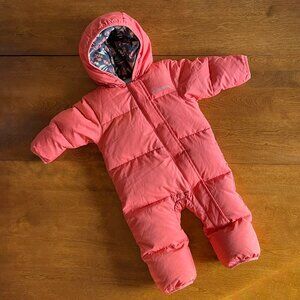 Columbia coral pink down snowsuit 6-12m